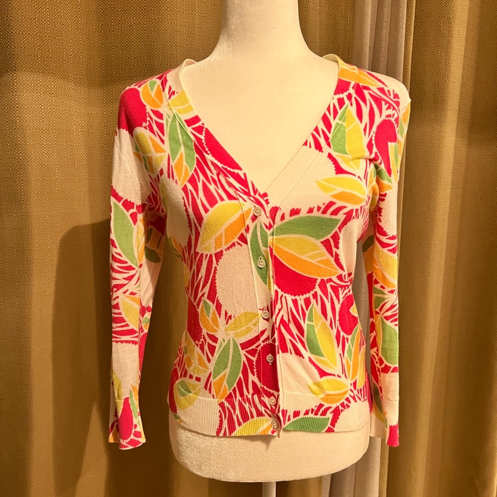 JC Crew Multicoloured 100% Cotton Fitted Cardigan. New condition